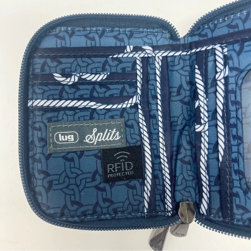 Lug Splitz Compact Wallet Zip Around Wallet RFID Quilted Nautical Knot Pattern